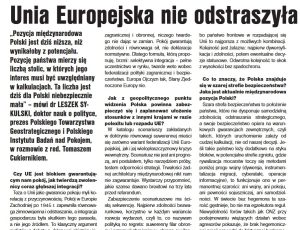 Unia Europejska nie odstraszyła żadnej wojny